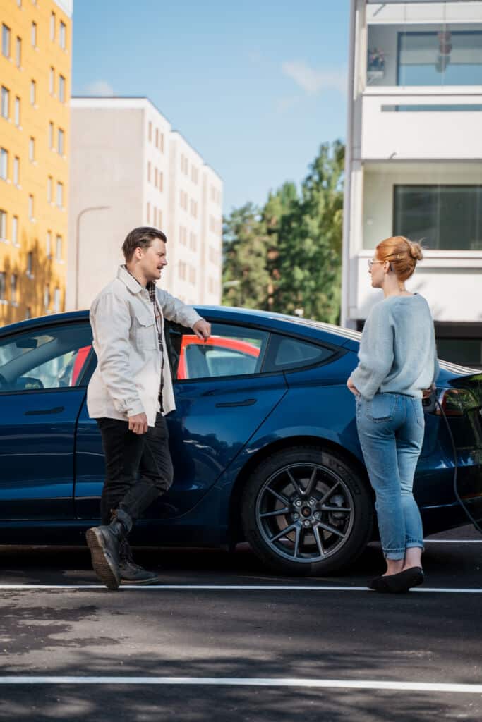 Elektra smart EV charging and engine-heating posts in a Nordic car park